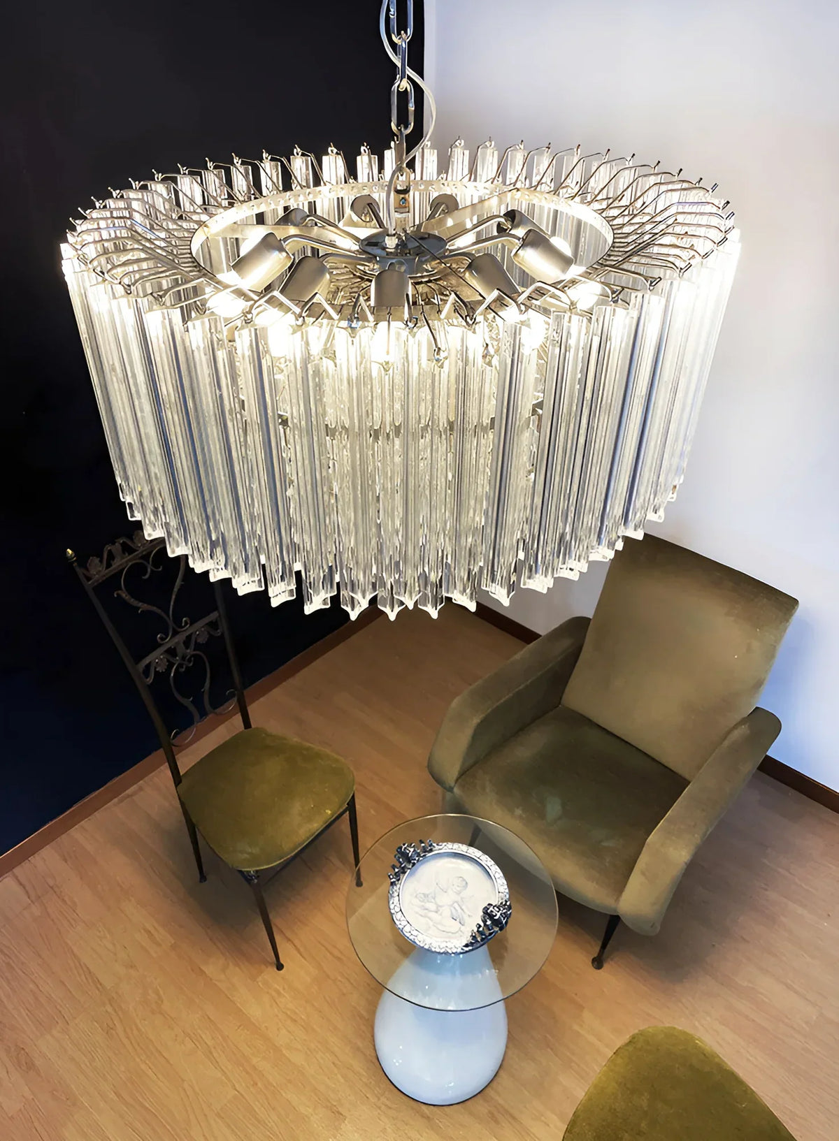 Murano Round Prisms Transparent Chandelier