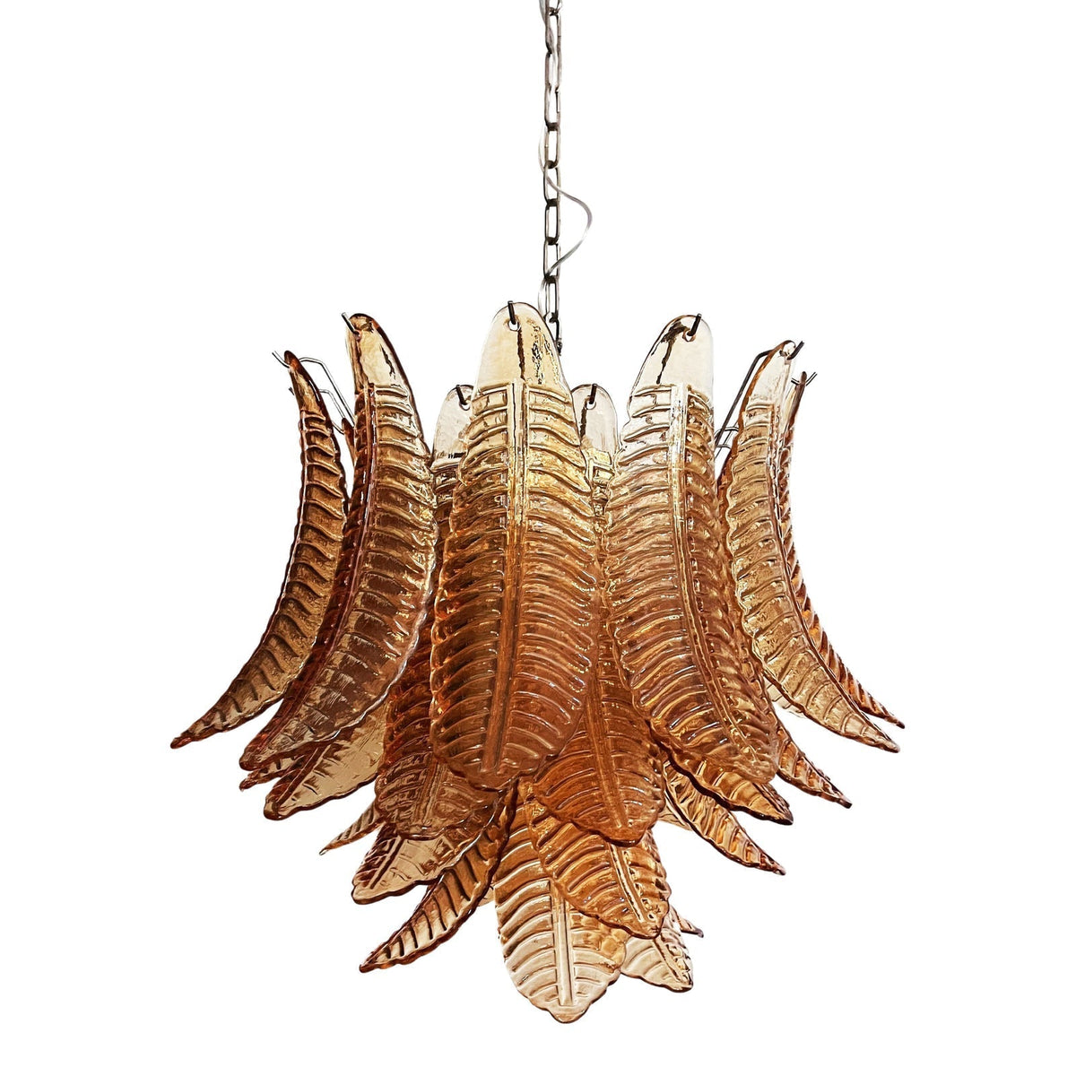 Murano Amber Glass Leaf Chandelier - view 13