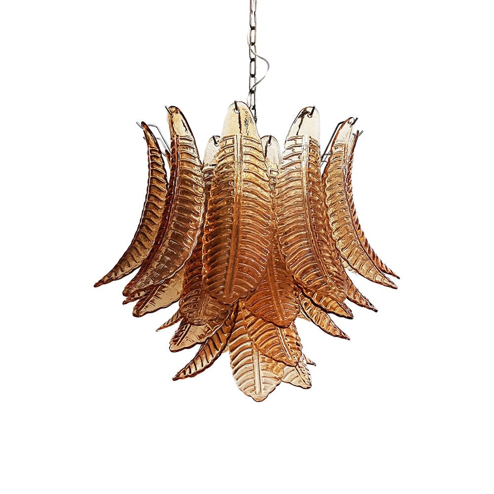 Murano Amber Glass Leaf Chandelier - view 14