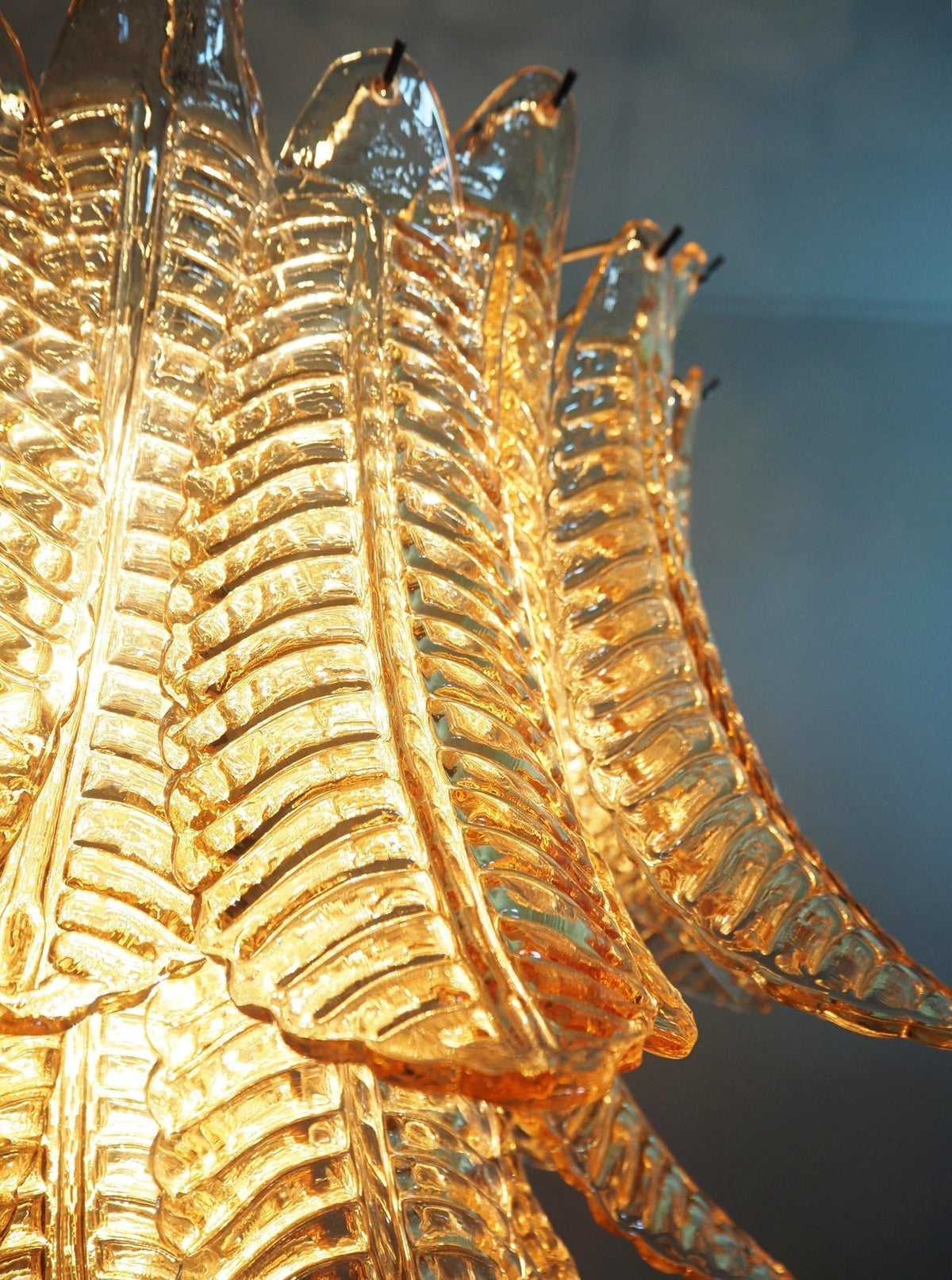 Murano Amber Glass Leaf Chandelier - view 6