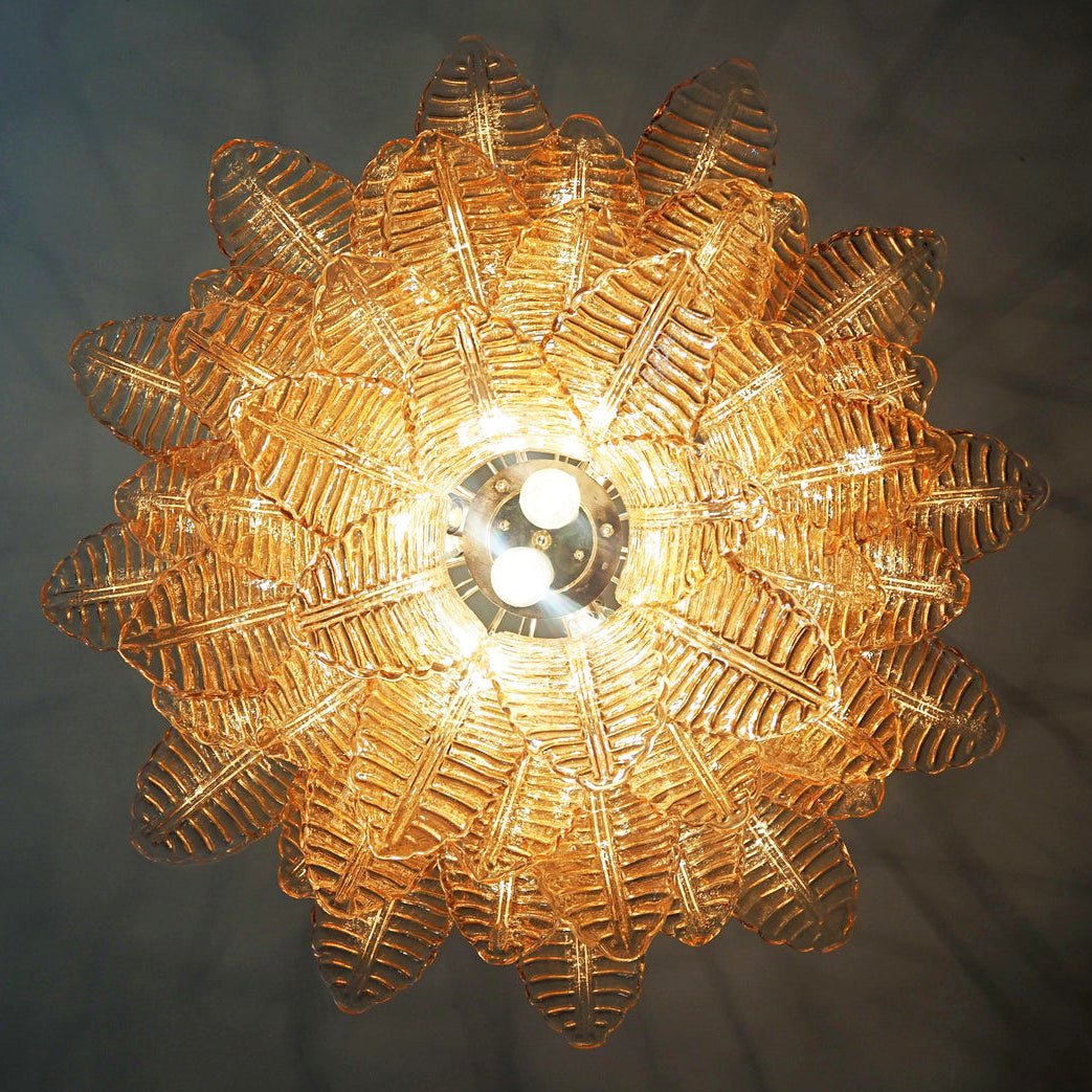 Murano Amber Glass Leaf Chandelier - view 7