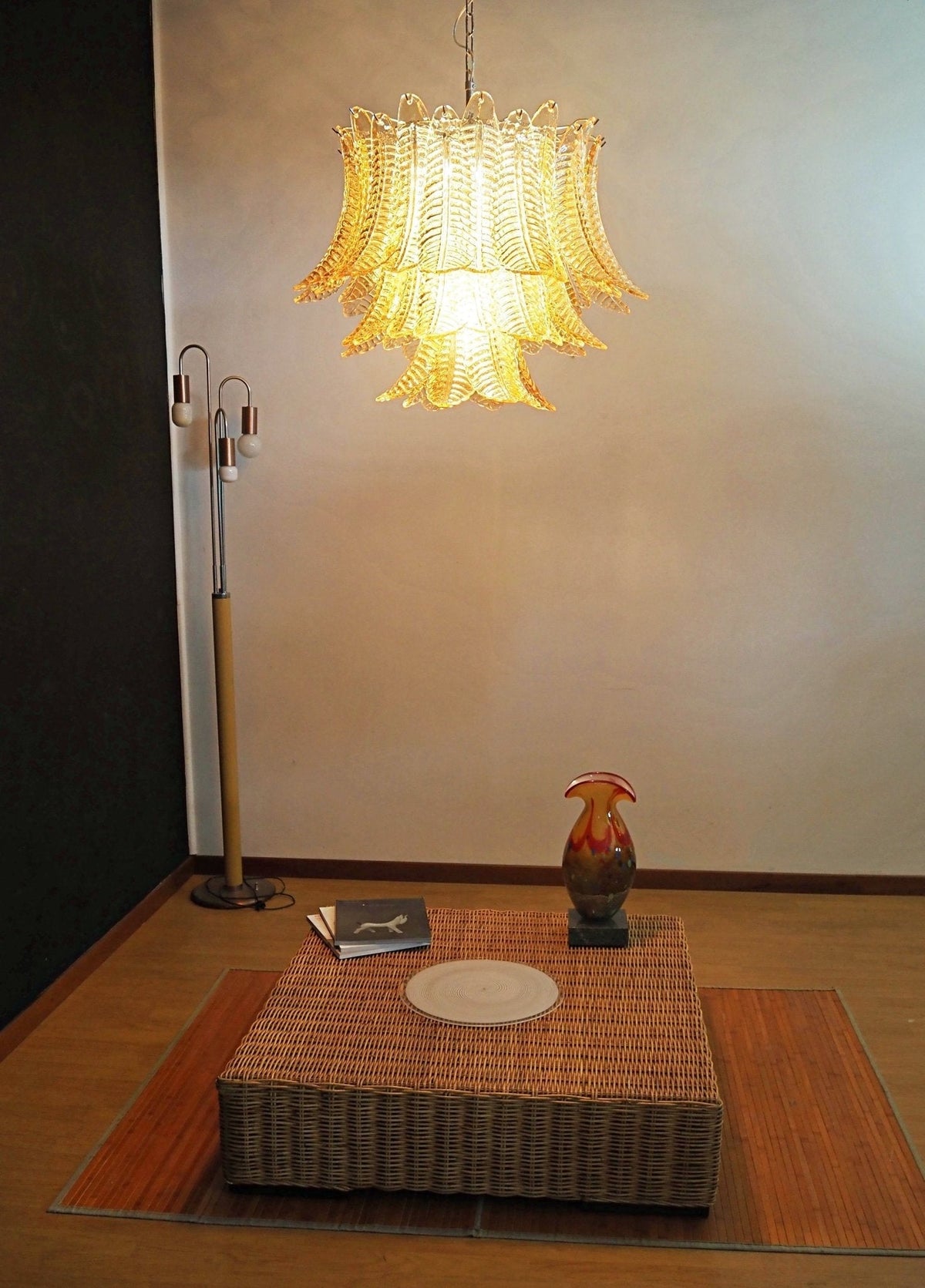 Murano Amber Glass Leaf Chandelier - view 10