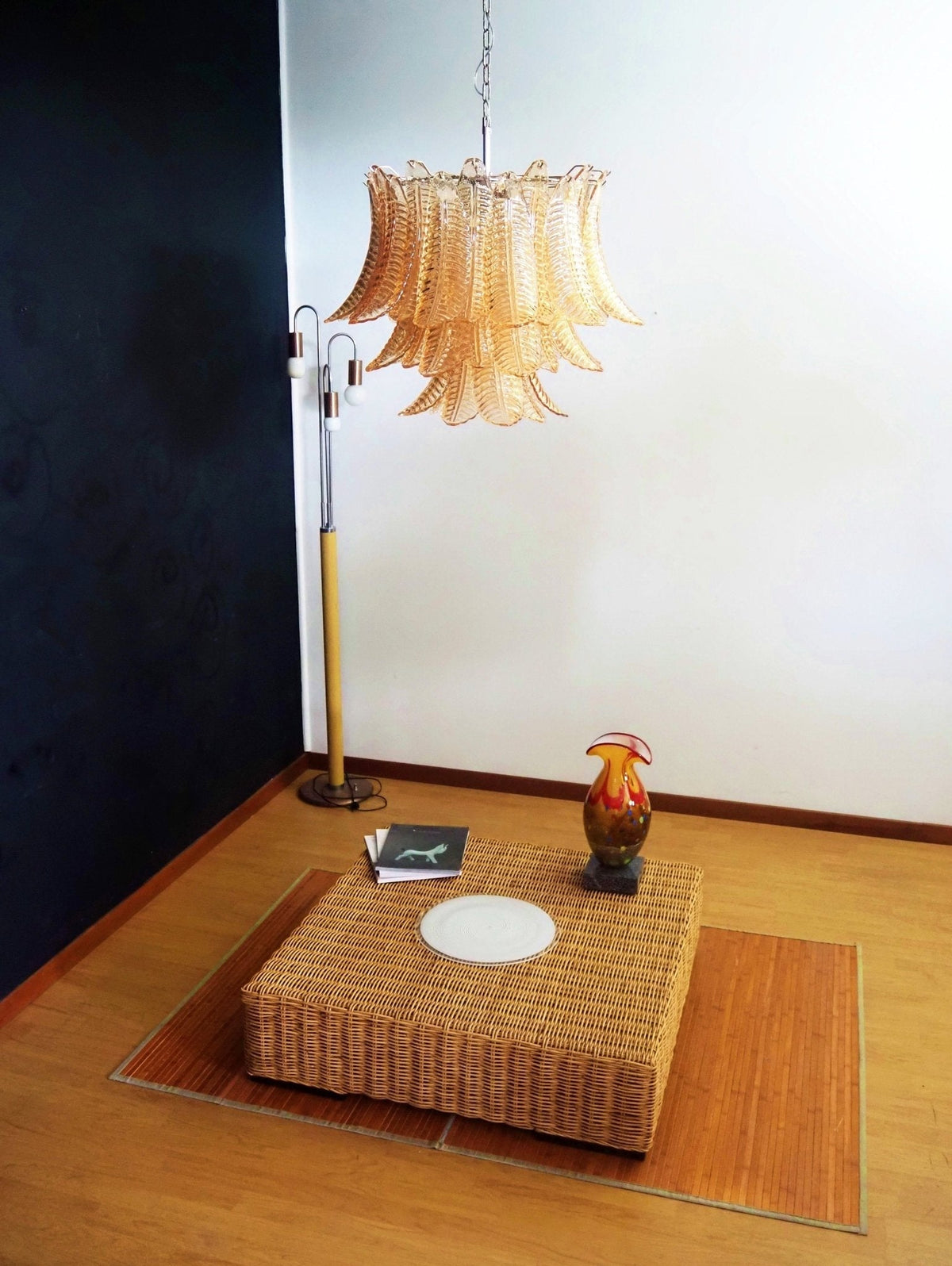 Murano Amber Glass Leaf Chandelier - view 11