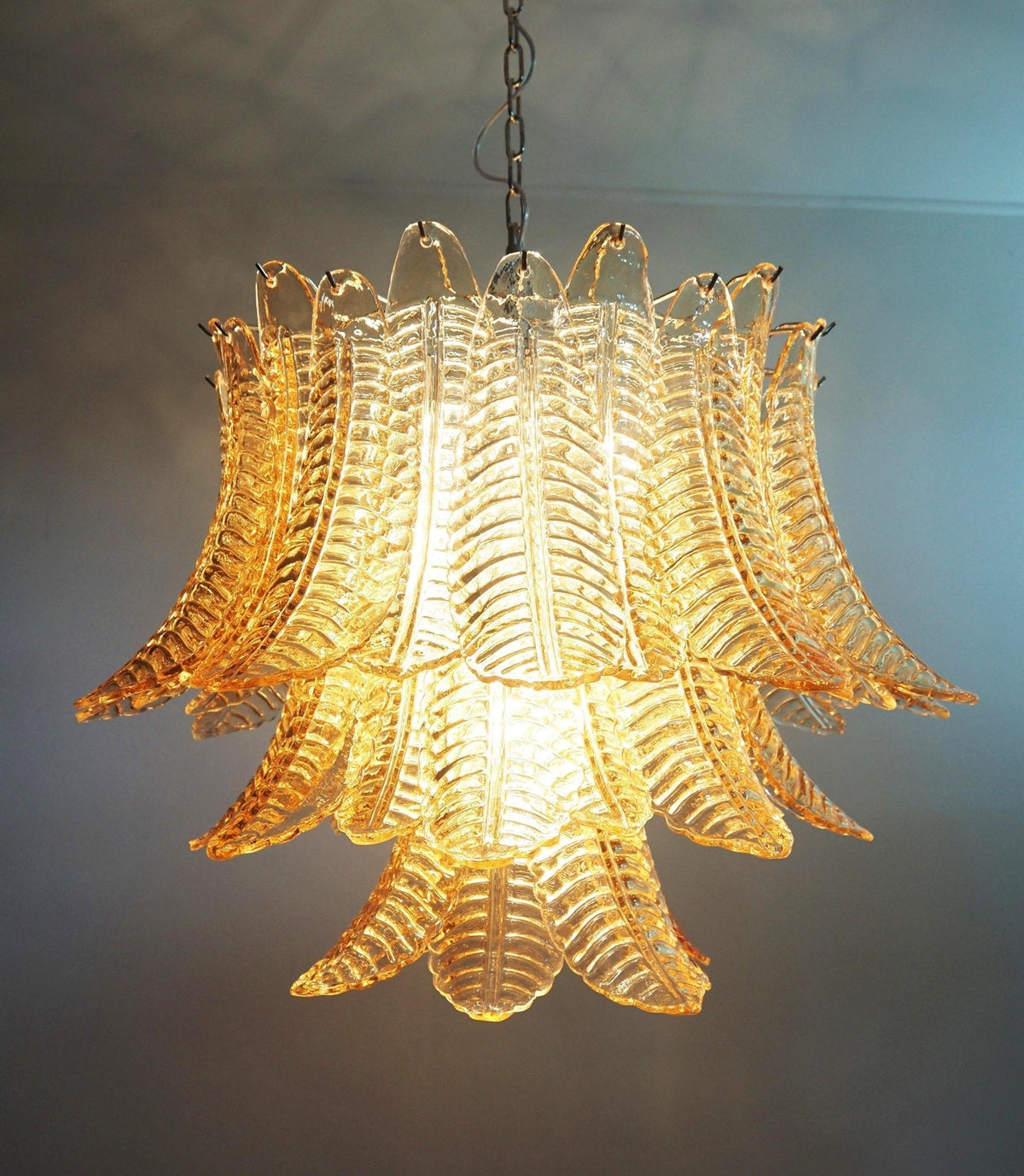 Murano Amber Glass Leaf Chandelier - view 12