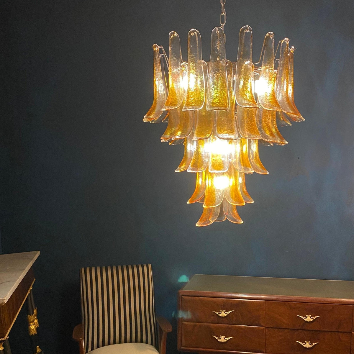 Amber Murano Glass Petals Chandelier - view 2