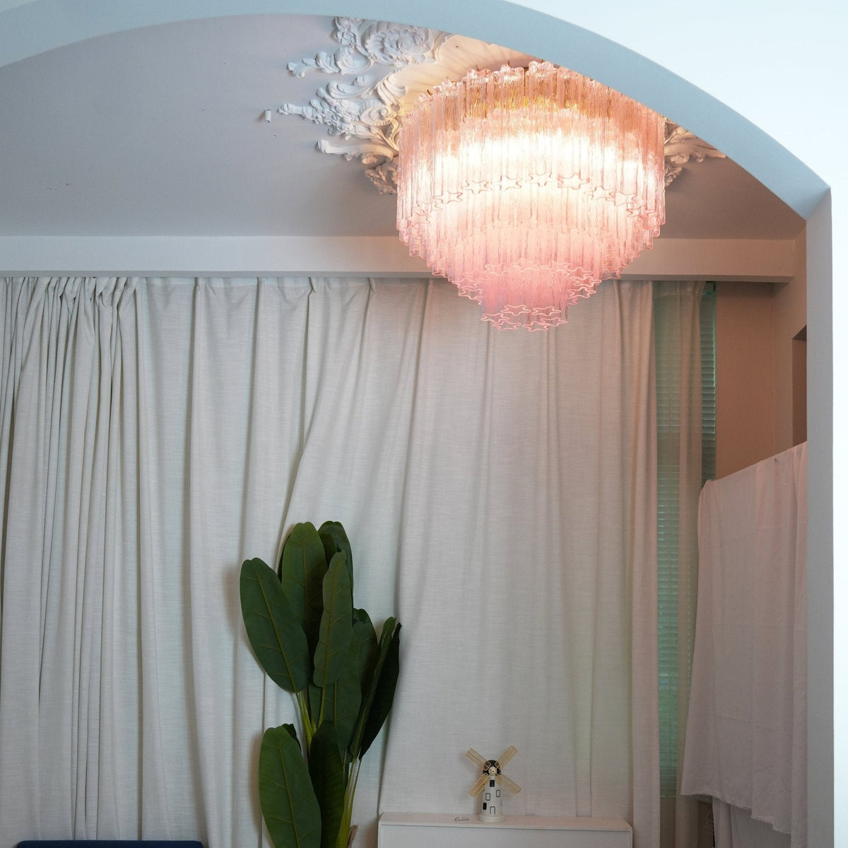 Murano Pink Glass Ceiling Light