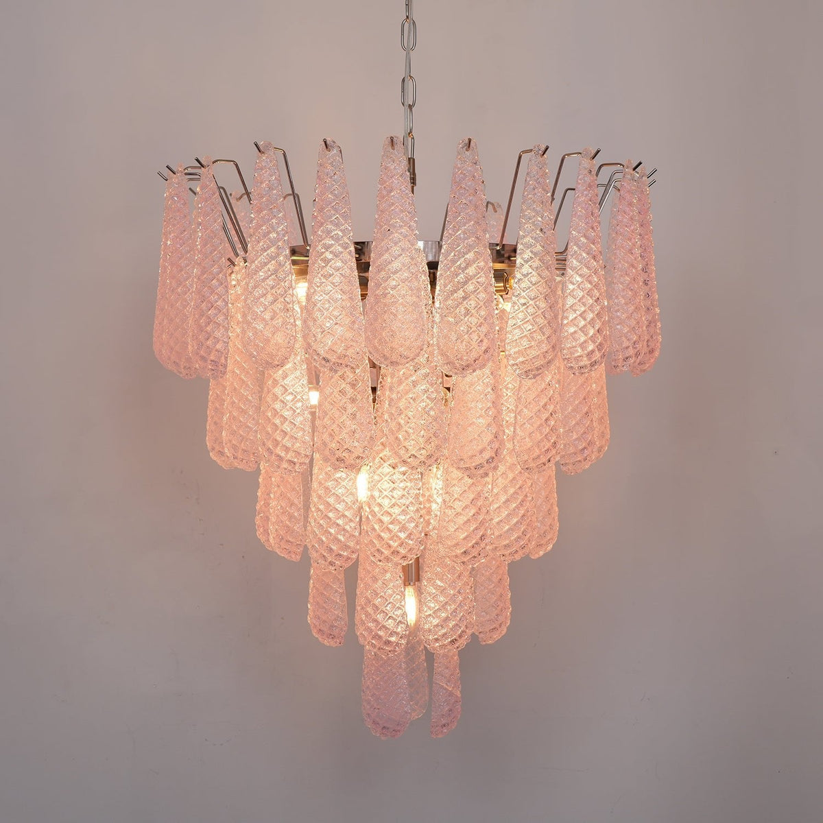 Murano Pink Glass Droplet Chandelier - view 17