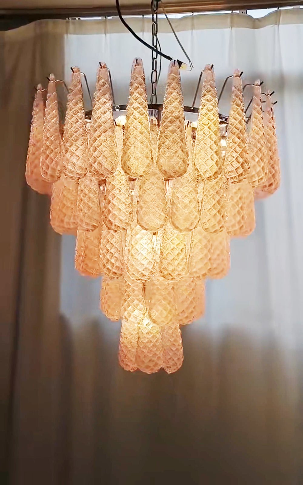 Murano Pink Glass Droplet Chandelier - view 8