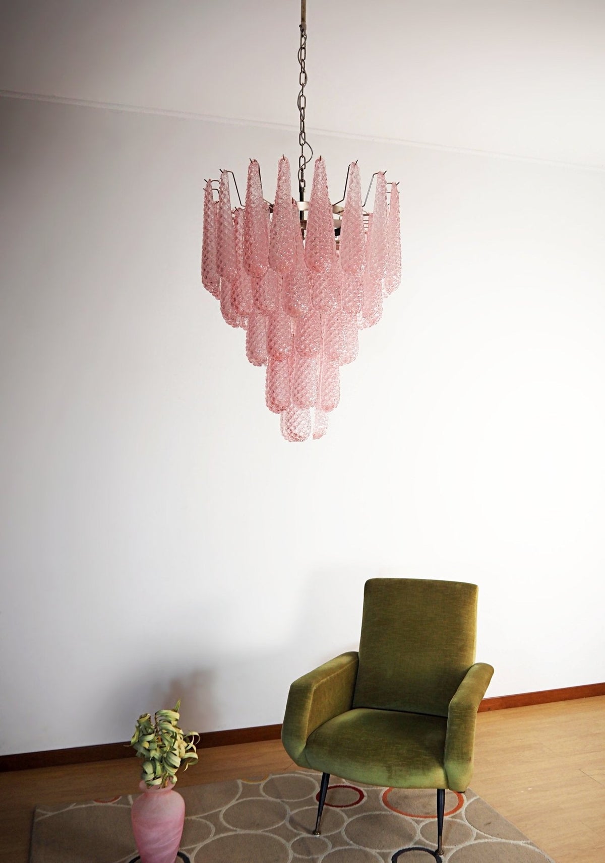 Murano Pink Glass Droplet Chandelier - view 5