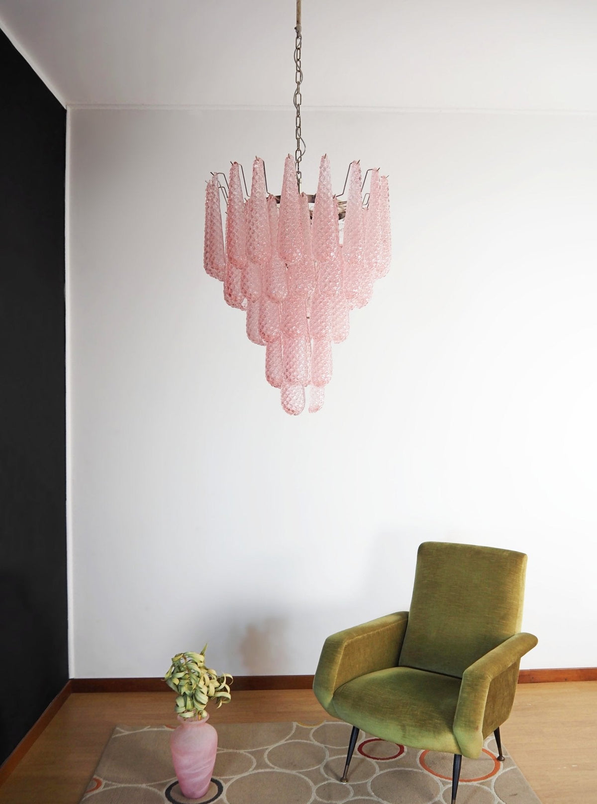 Murano Pink Glass Droplet Chandelier - view 6