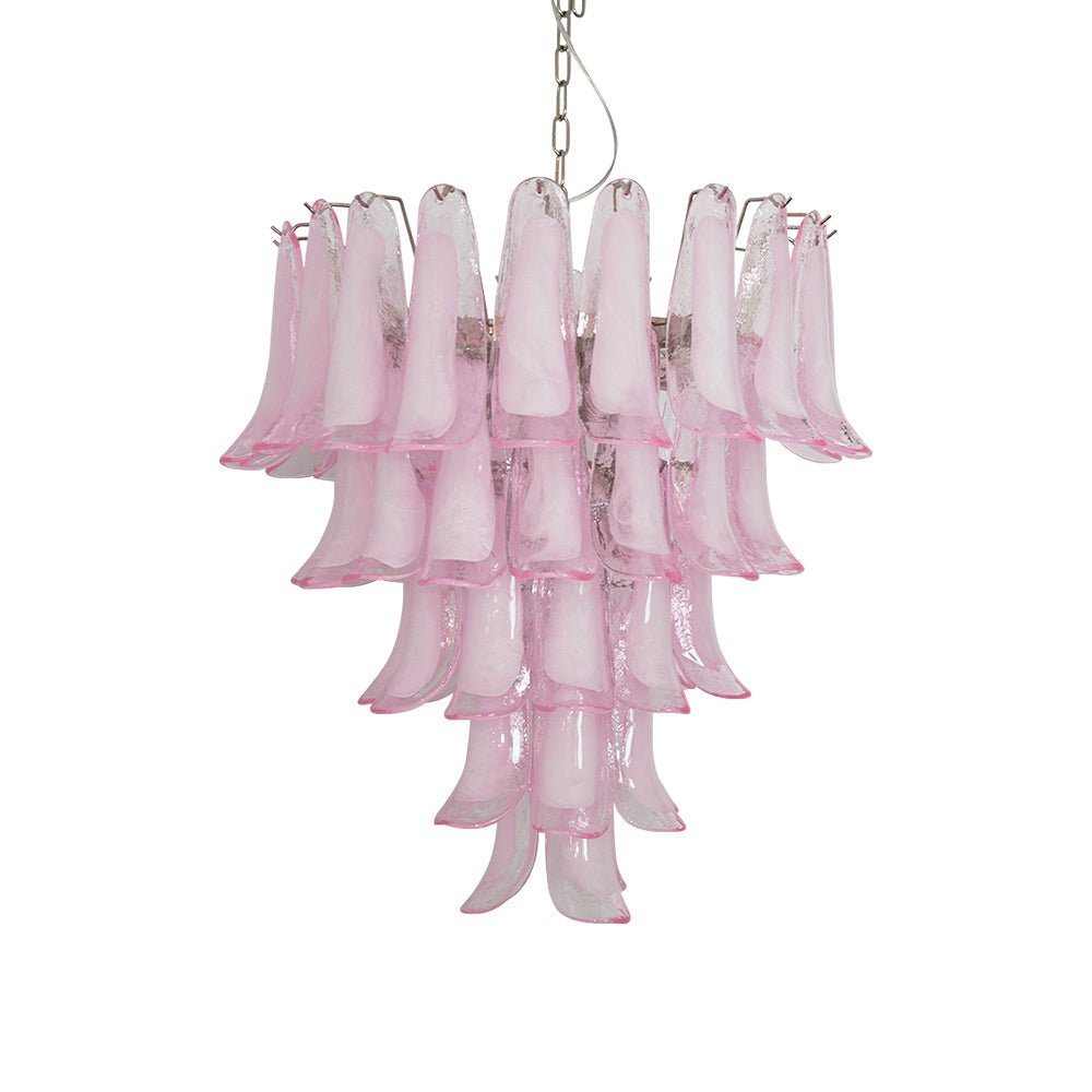 Murano Pink Glass Petals Chandelier
