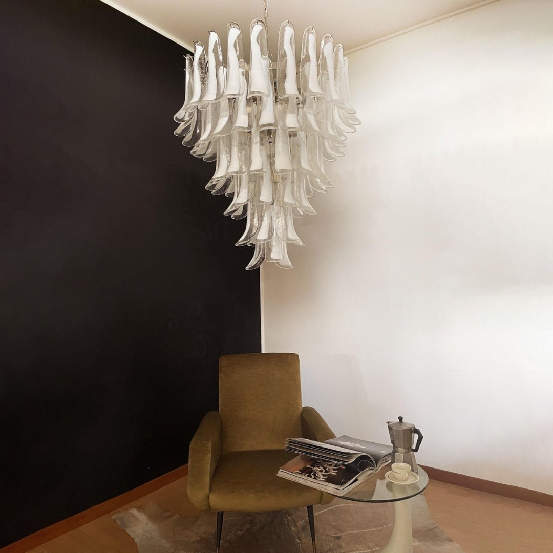 Murano White Glass Petals Chandelier - view 10