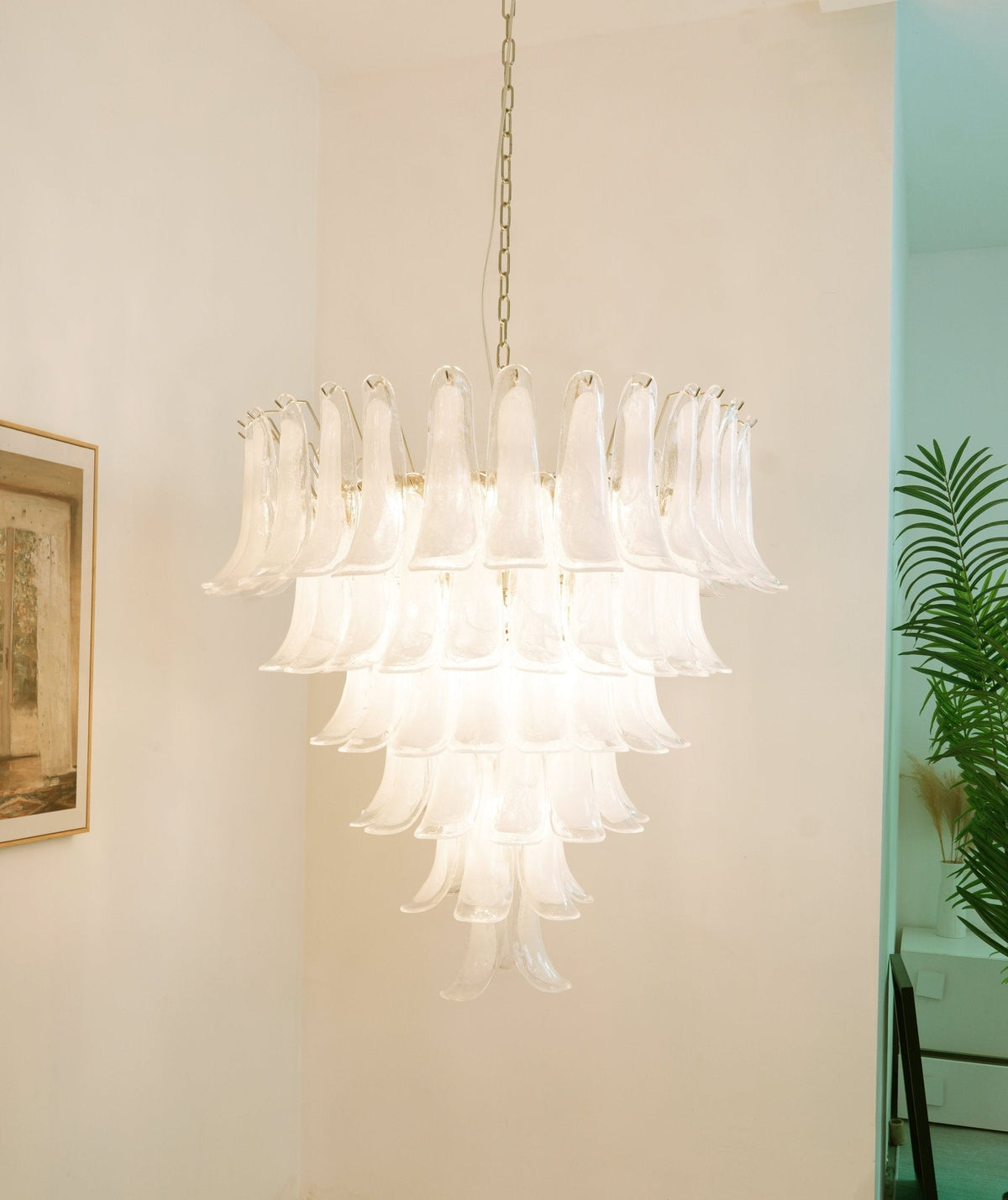 Murano White Glass Petals Chandelier - view 12