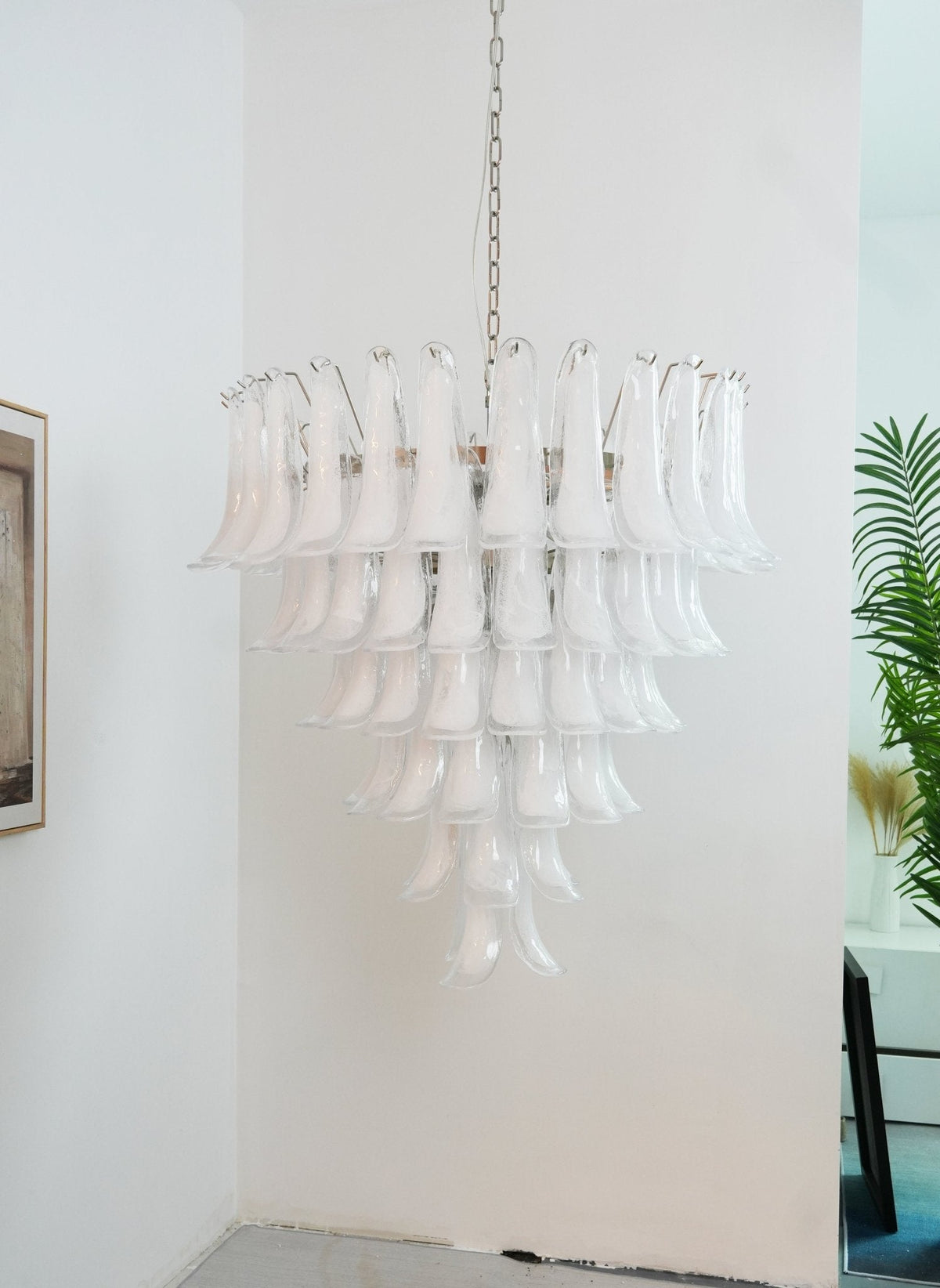 Murano White Glass Petals Chandelier - view 11