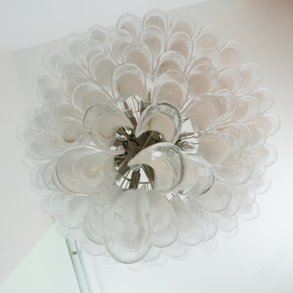 Murano White Glass Petals Chandelier - view 13