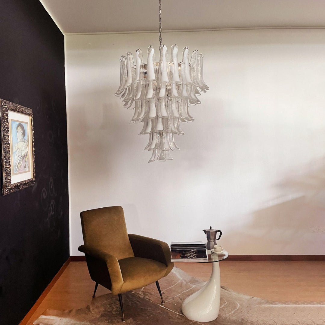 Murano White Glass Petals Chandelier - view 14