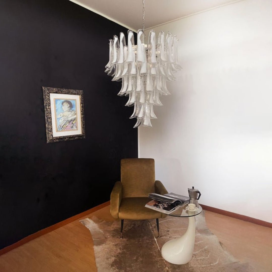 Murano White Glass Petals Chandelier - view 15