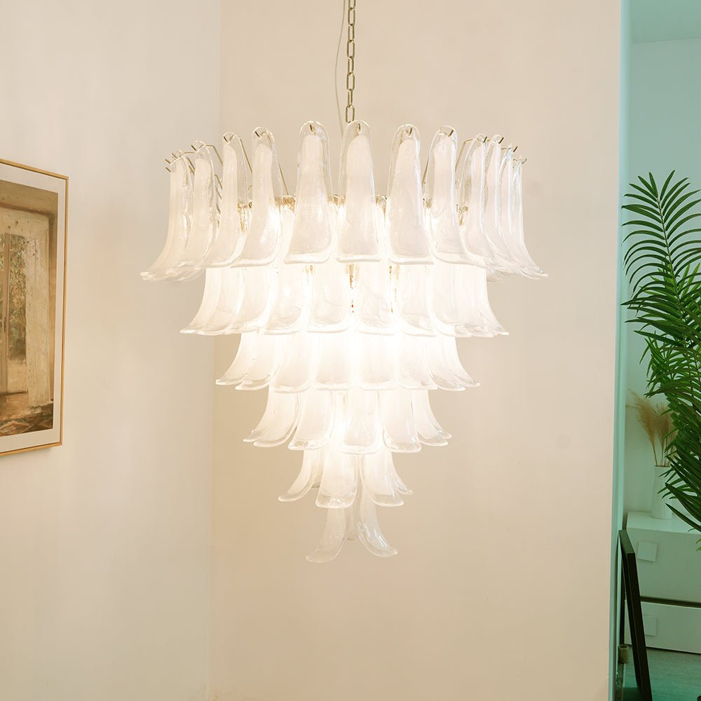 Murano White Glass Petals Chandelier - view 2