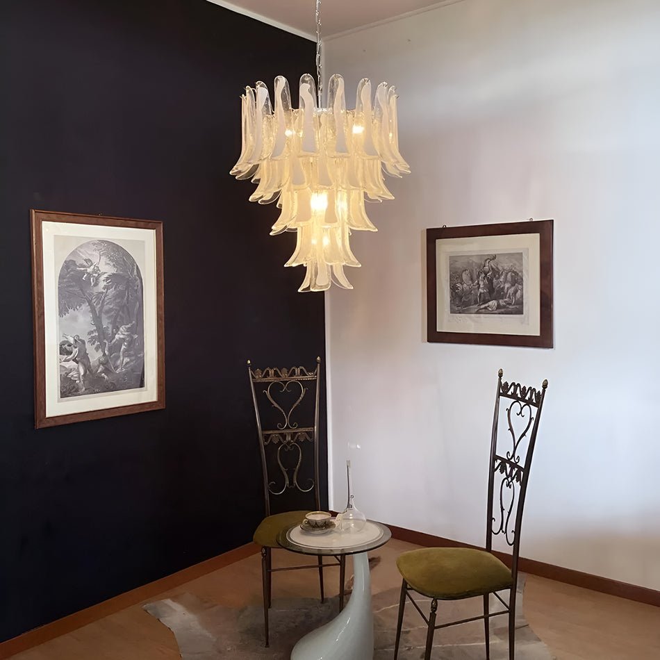 Murano White Glass Petals Chandelier - view 4