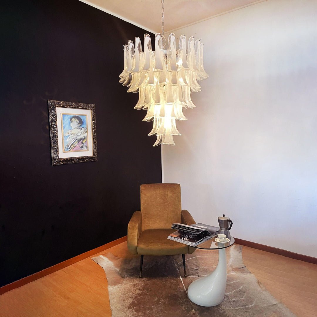 Murano White Glass Petals Chandelier - view 6