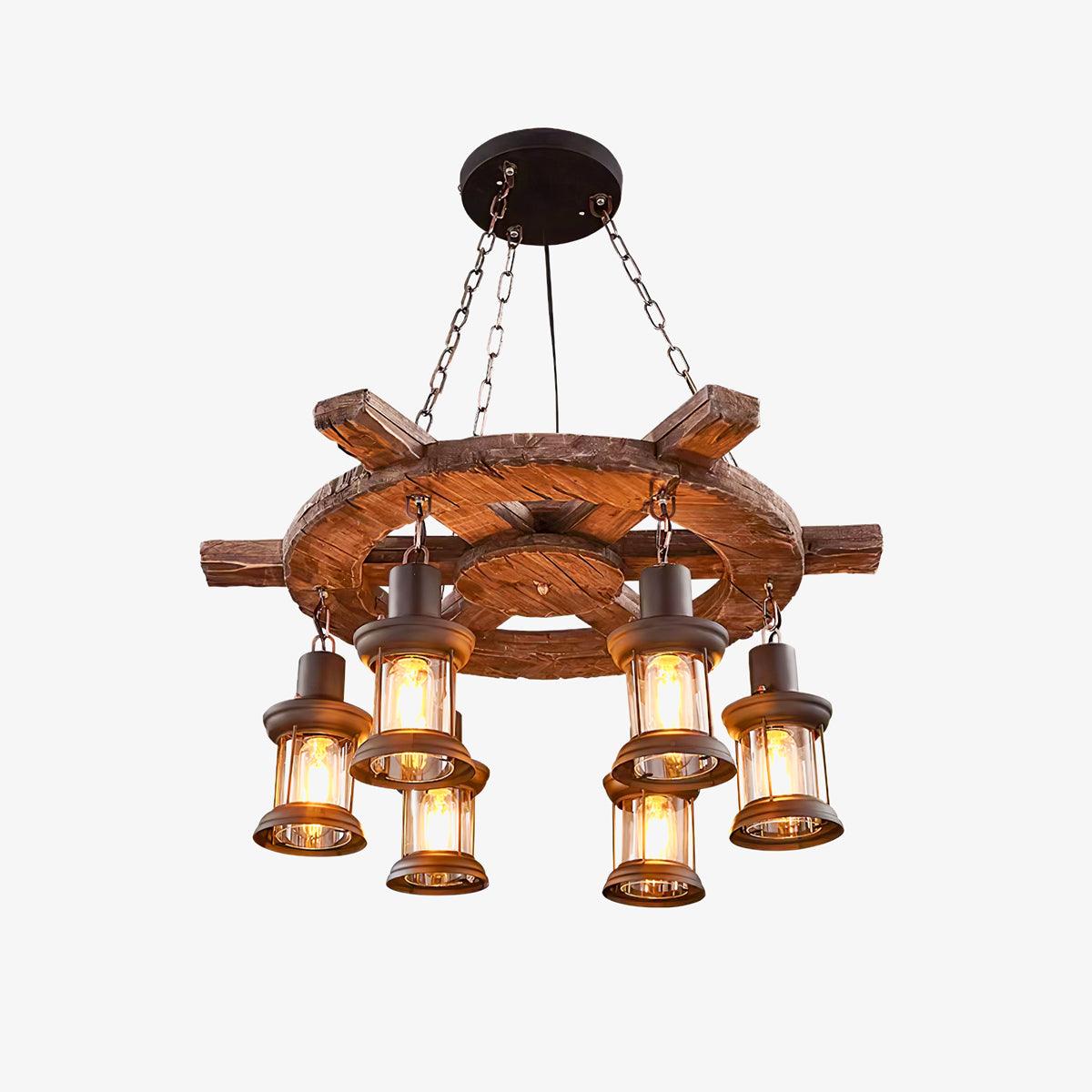 Nautical Industrial Style Wooden Chandelier - view 5