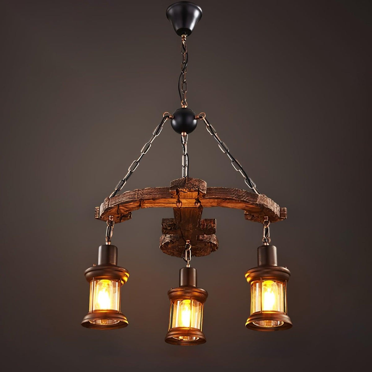 Nautical Industrial Style Wooden Chandelier - view 10