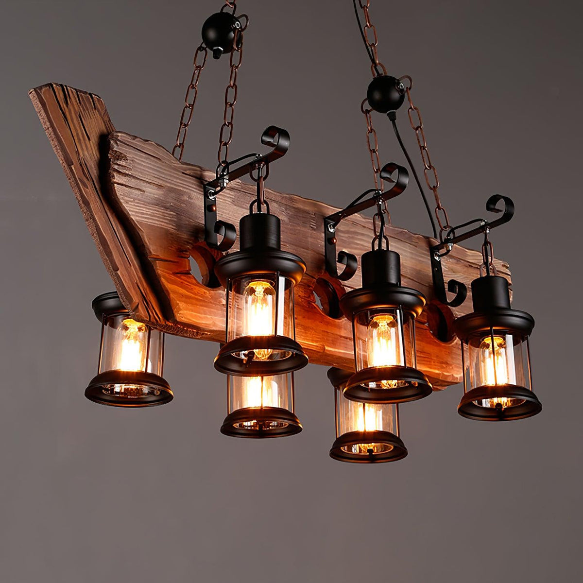 Nautical Industrial Style Wooden Chandelier - view 11