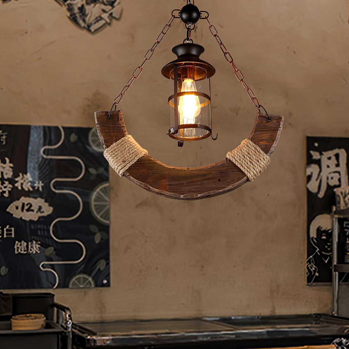 Nautical Industrial Style Wooden Chandelier - view 12