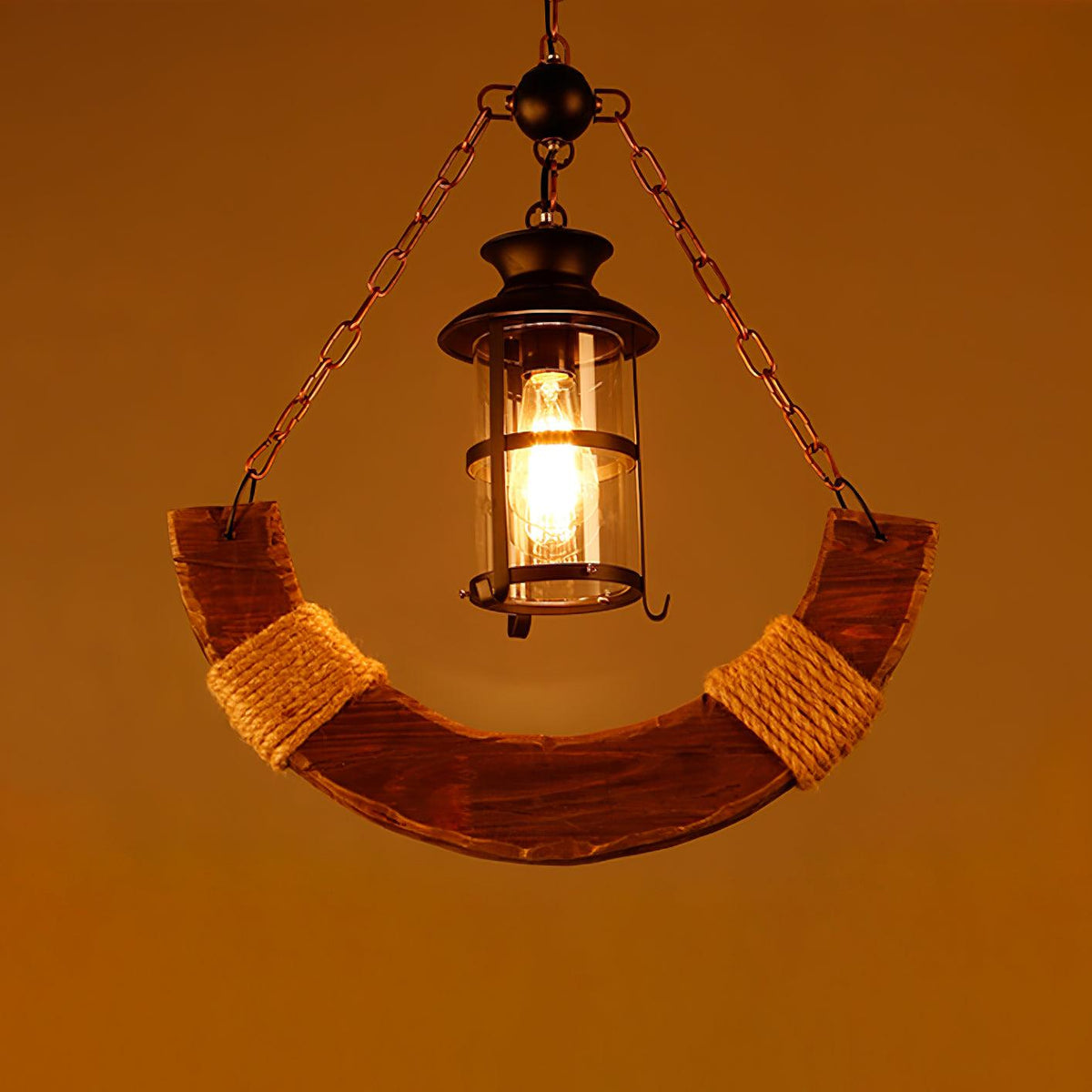 Nautical Industrial Style Wooden Chandelier - view 13