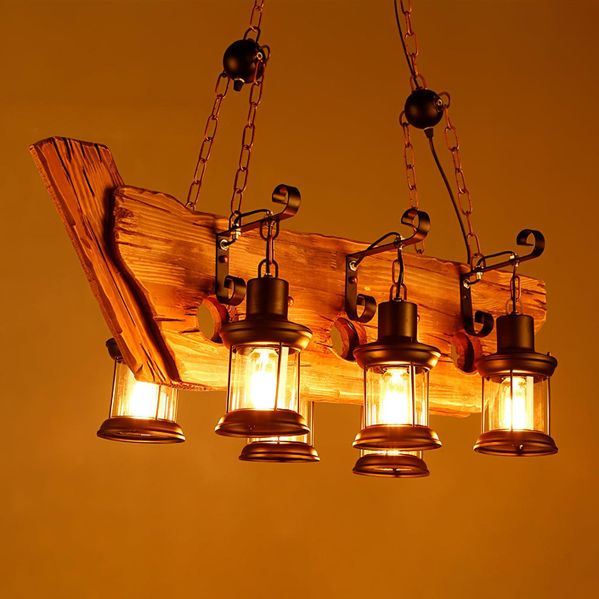 Nautical Industrial Style Wooden Chandelier - view 14