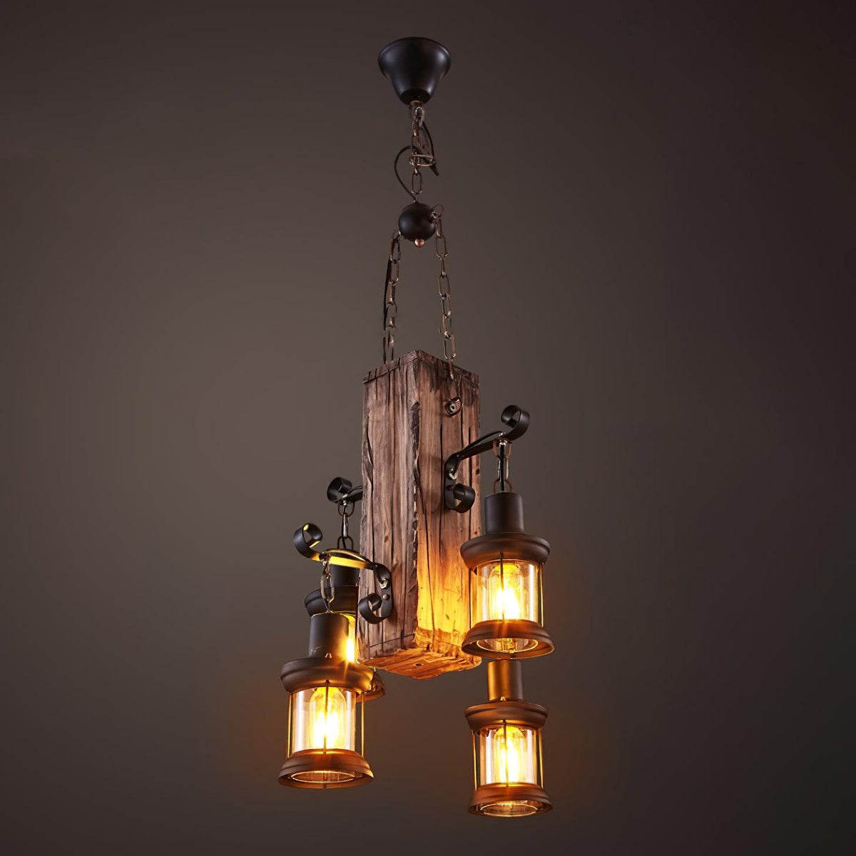 Nautical Industrial Style Wooden Chandelier - view 17