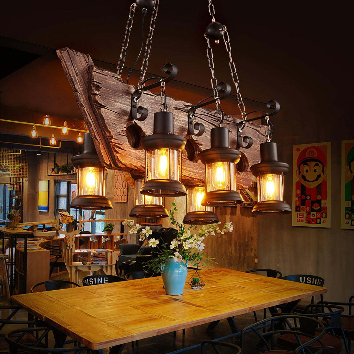 Nautical Industrial Style Wooden Chandelier - view 18