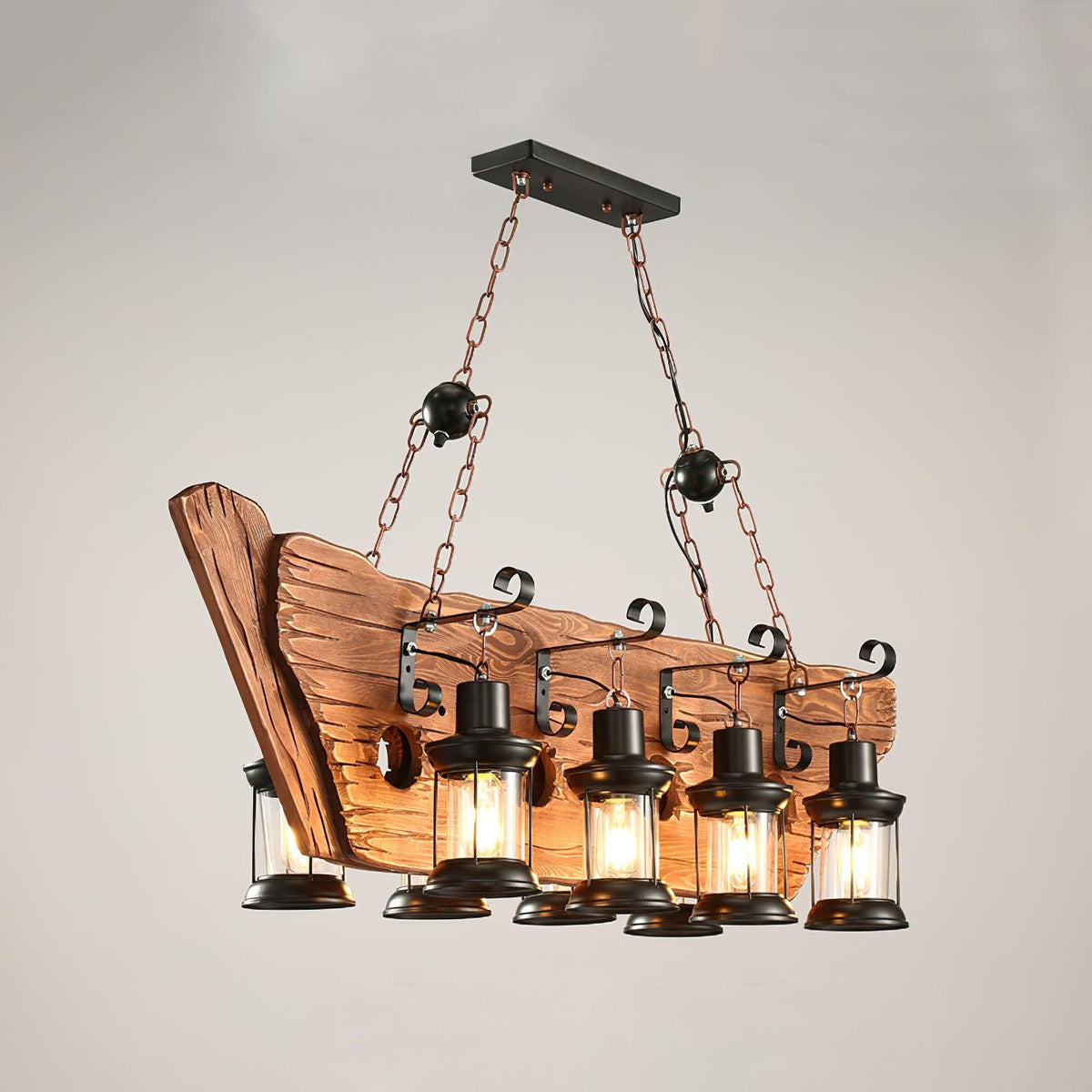Nautical Industrial Style Wooden Chandelier - view 19