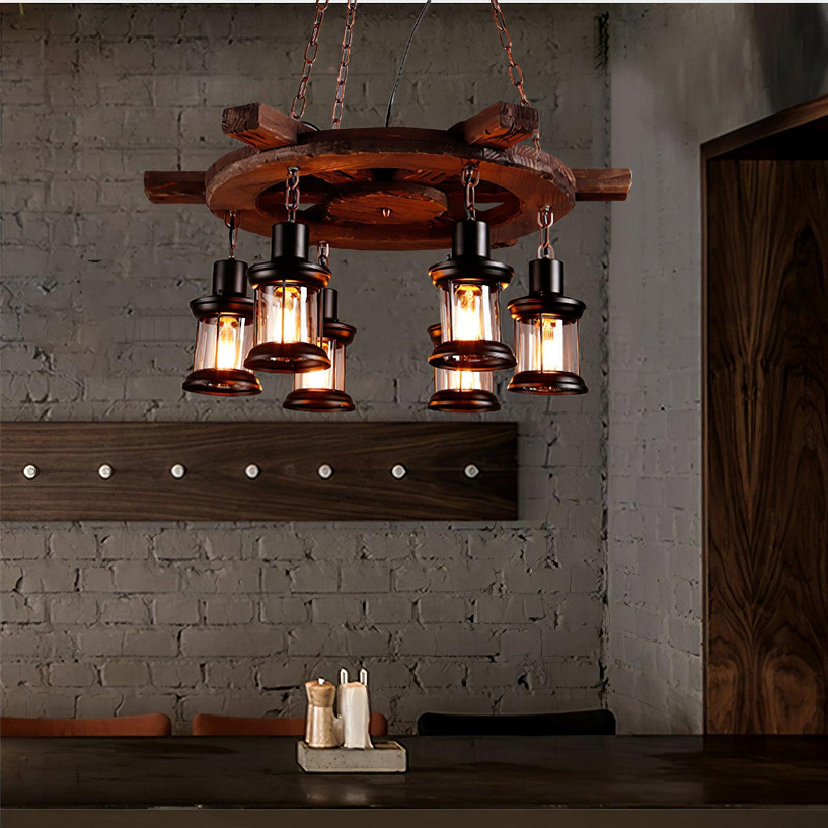 Nautical Industrial Style Wooden Chandelier - view 21