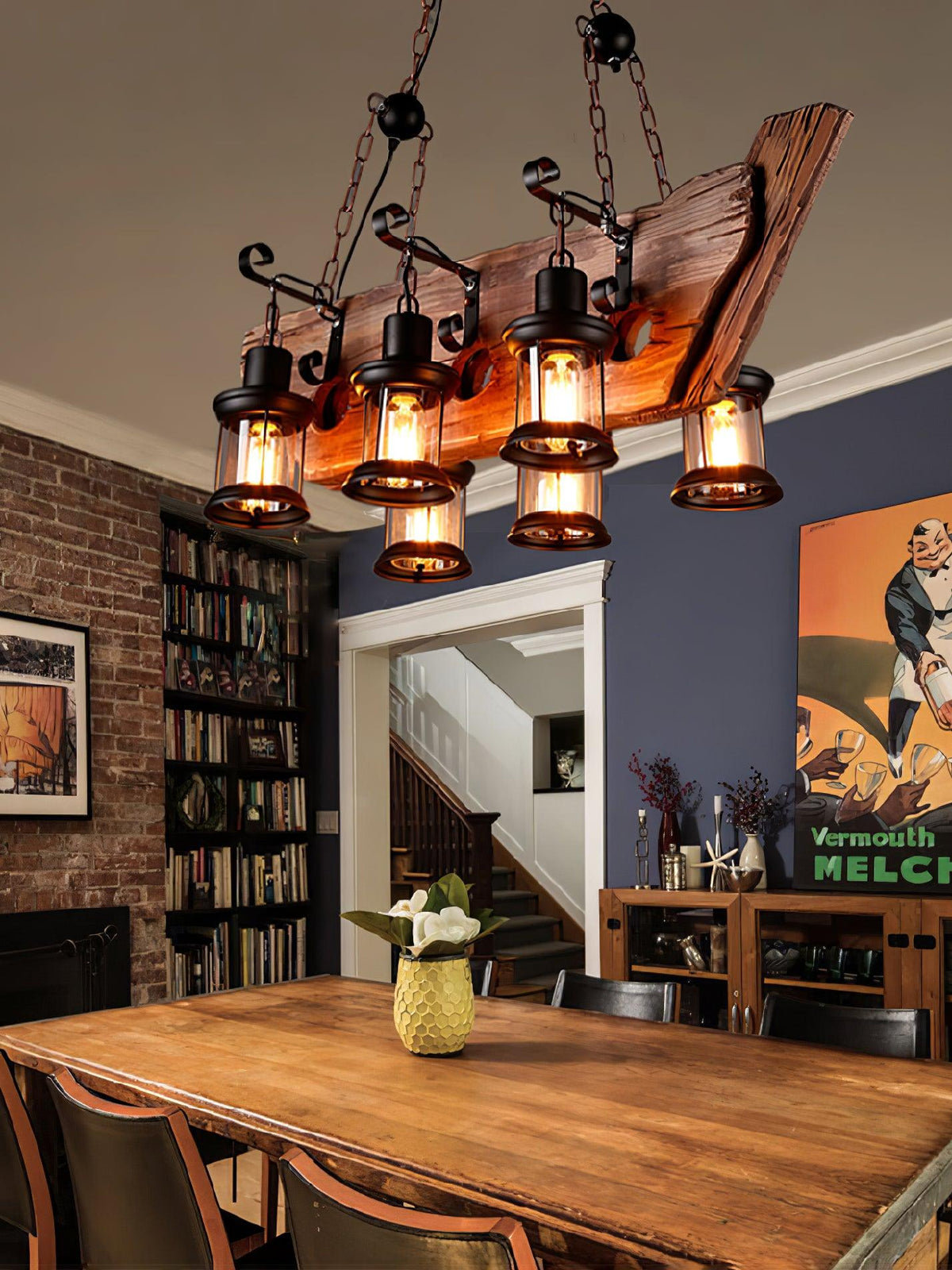 Nautical Industrial Style Wooden Chandelier - view 22