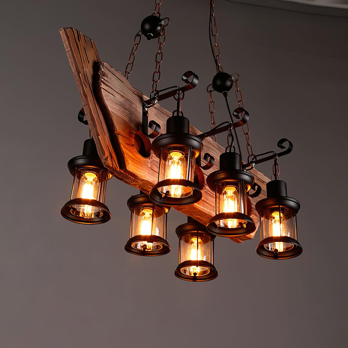 Nautical Industrial Style Wooden Chandelier - view 24