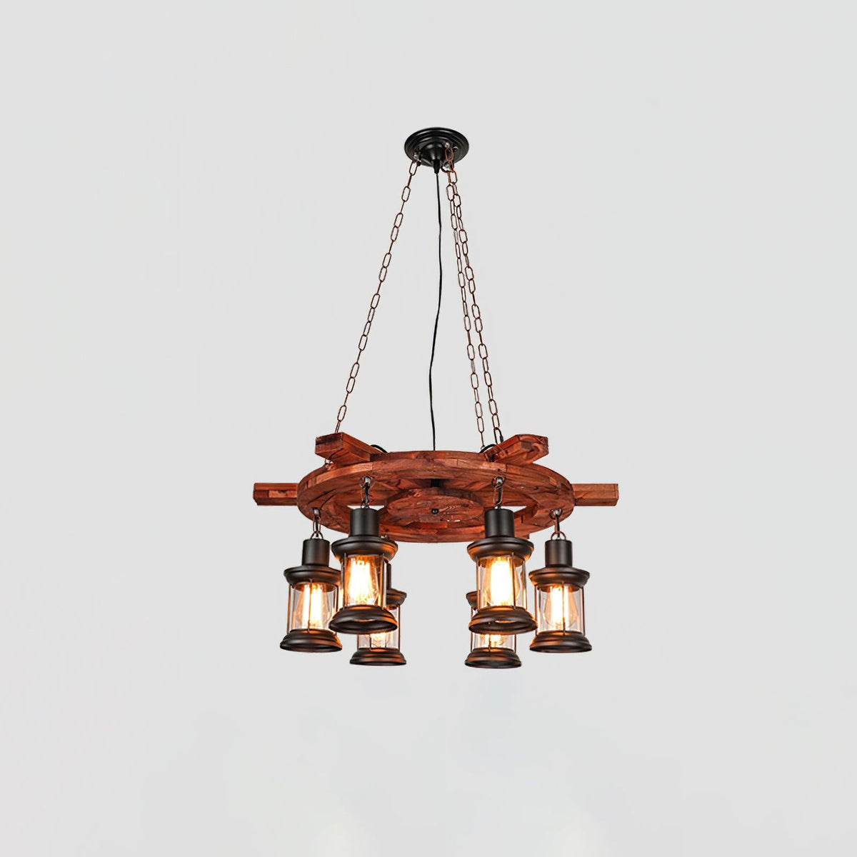 Nautical Industrial Style Wooden Chandelier - view 59