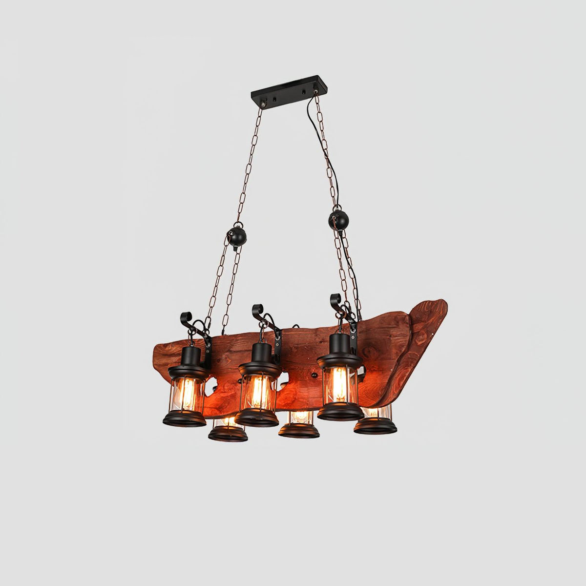 Nautical Industrial Style Wooden Chandelier - view 58