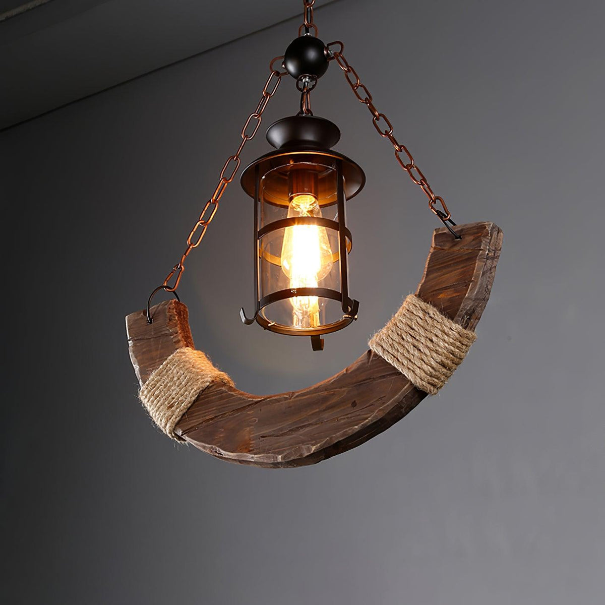 Nautical Industrial Style Wooden Chandelier - view 28