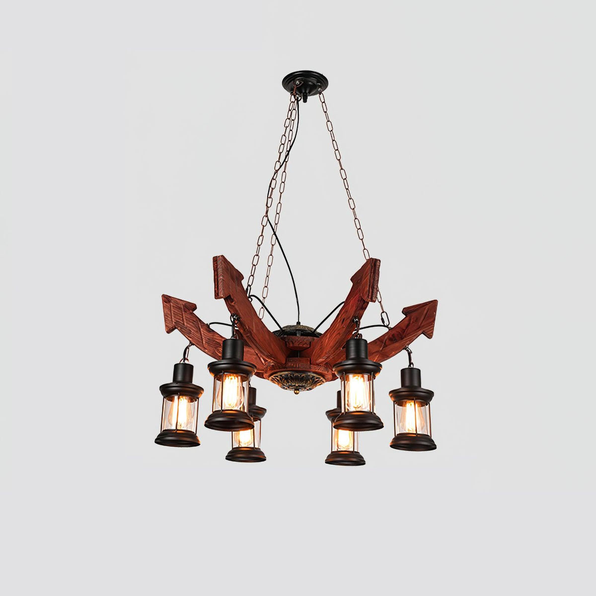 Nautical Industrial Style Wooden Chandelier - view 57