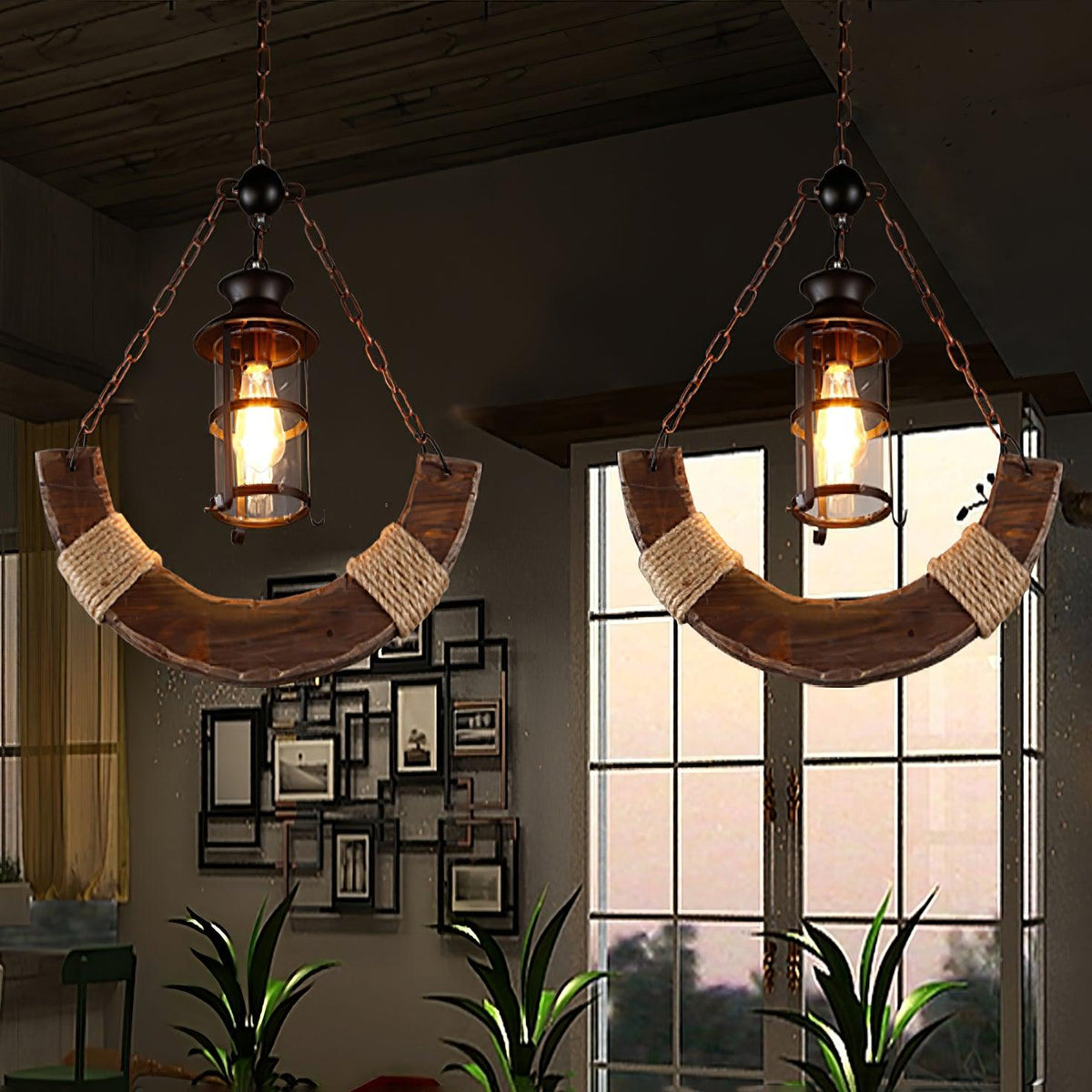 Nautical Industrial Style Wooden Chandelier - view 31