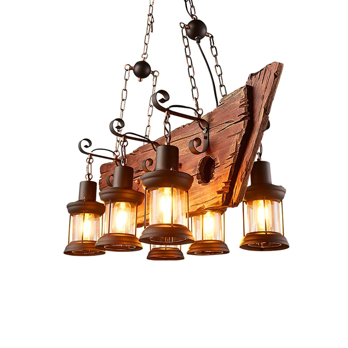 Nautical Industrial Style Wooden Chandelier - view 34