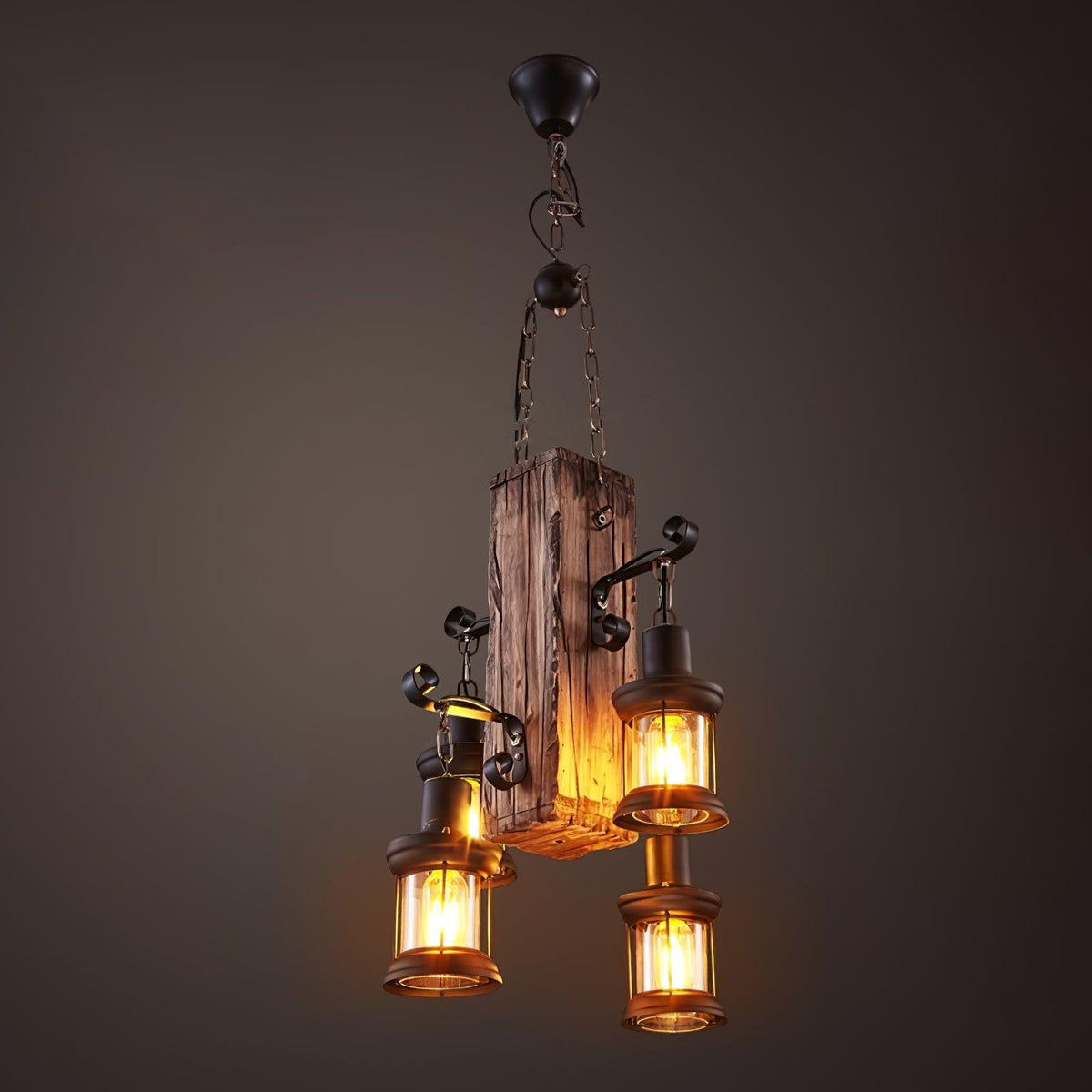 Nautical Industrial Style Wooden Chandelier - view 35