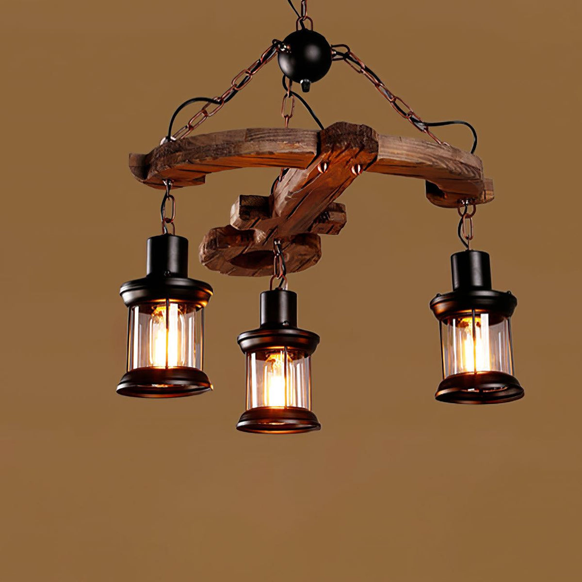 Nautical Industrial Style Wooden Chandelier - view 15