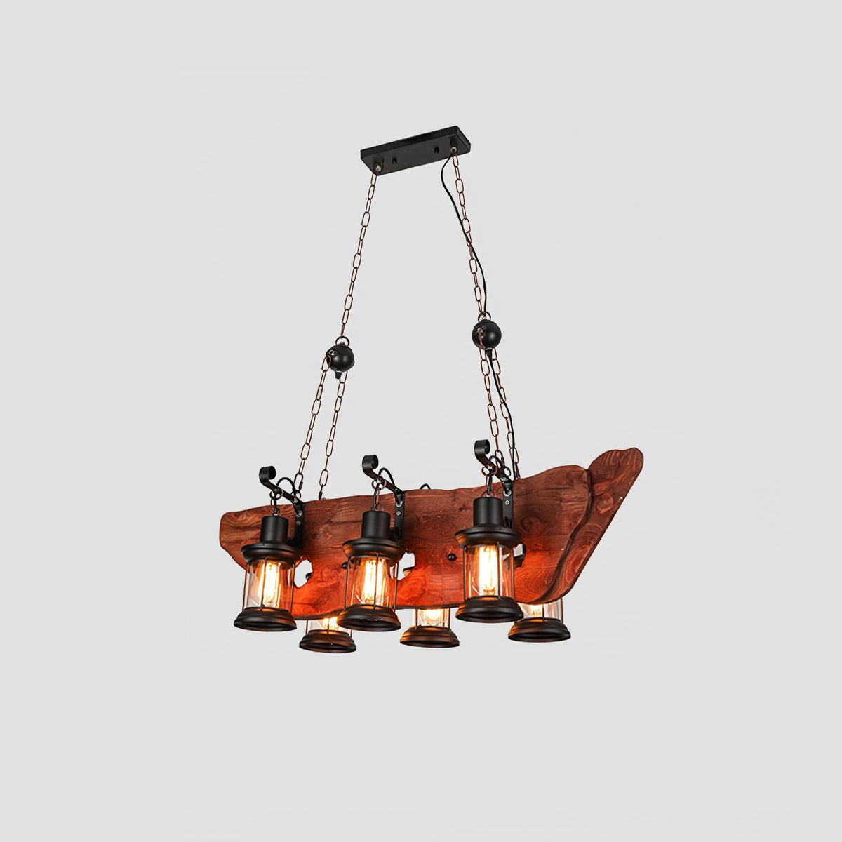 Nautical Industrial Style Wooden Chandelier - view 62