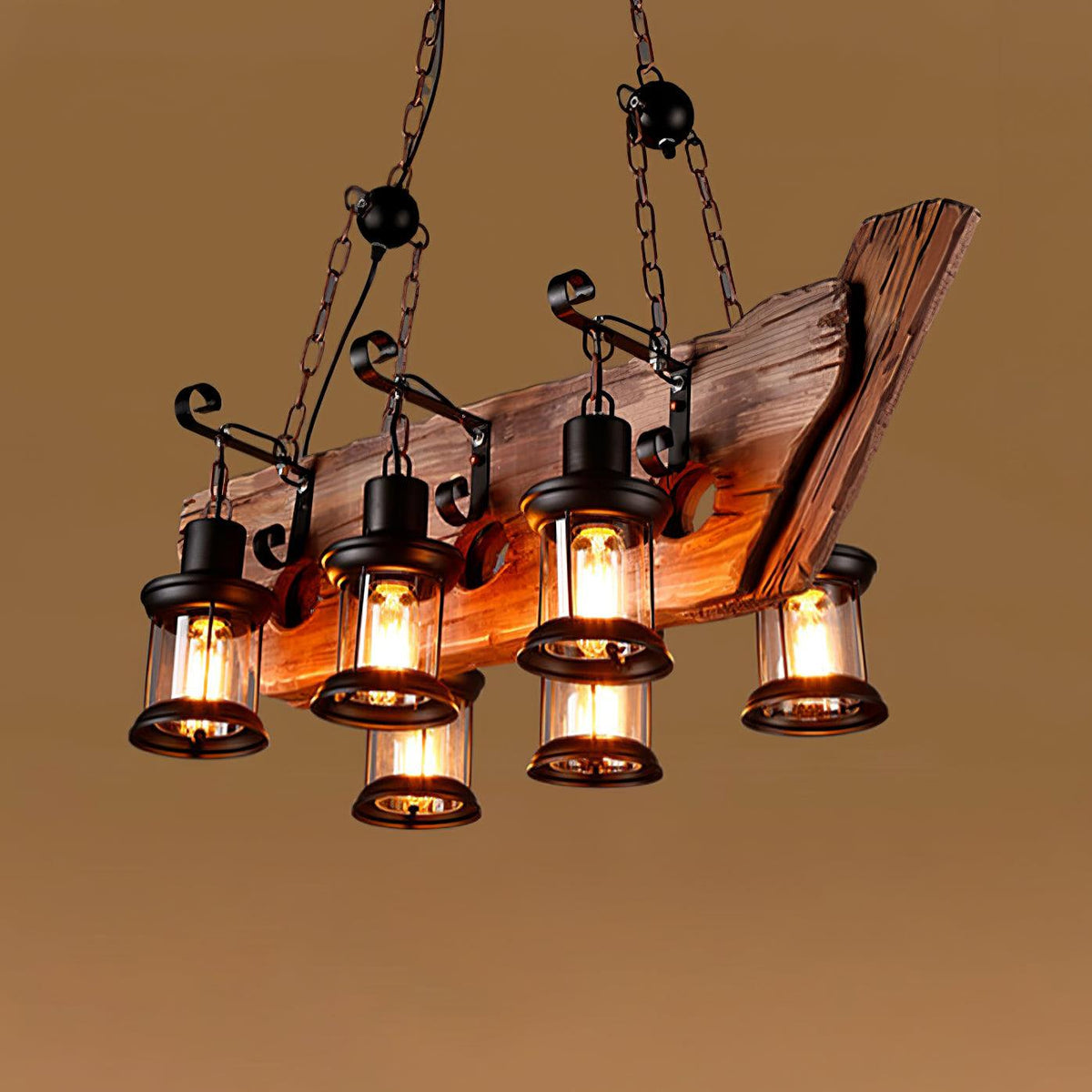 Nautical Industrial Style Wooden Chandelier - view 36