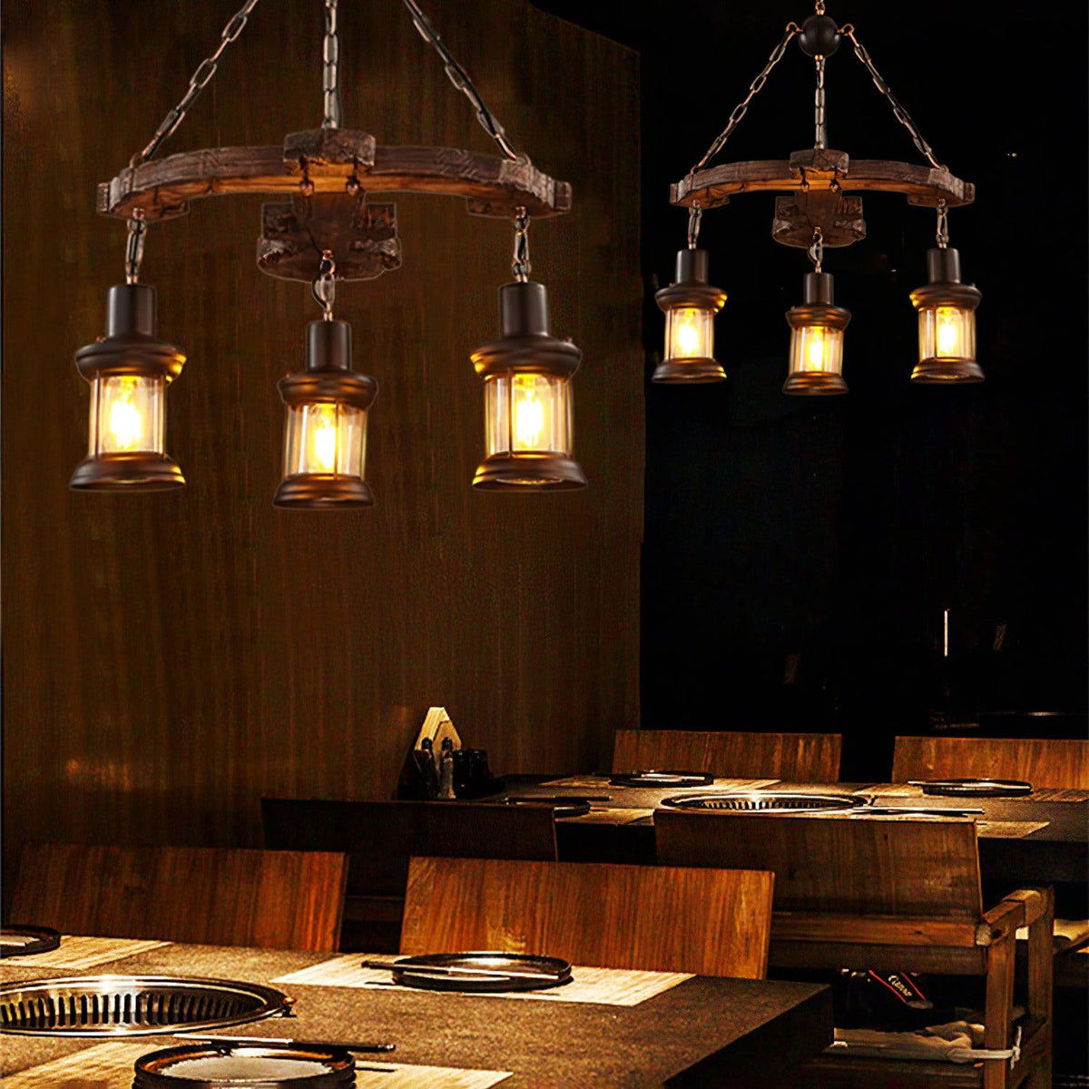 Nautical Industrial Style Wooden Chandelier - view 37