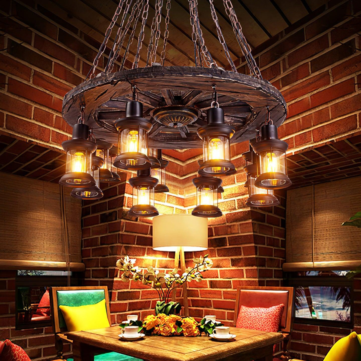 Nautical Industrial Style Wooden Chandelier - view 39