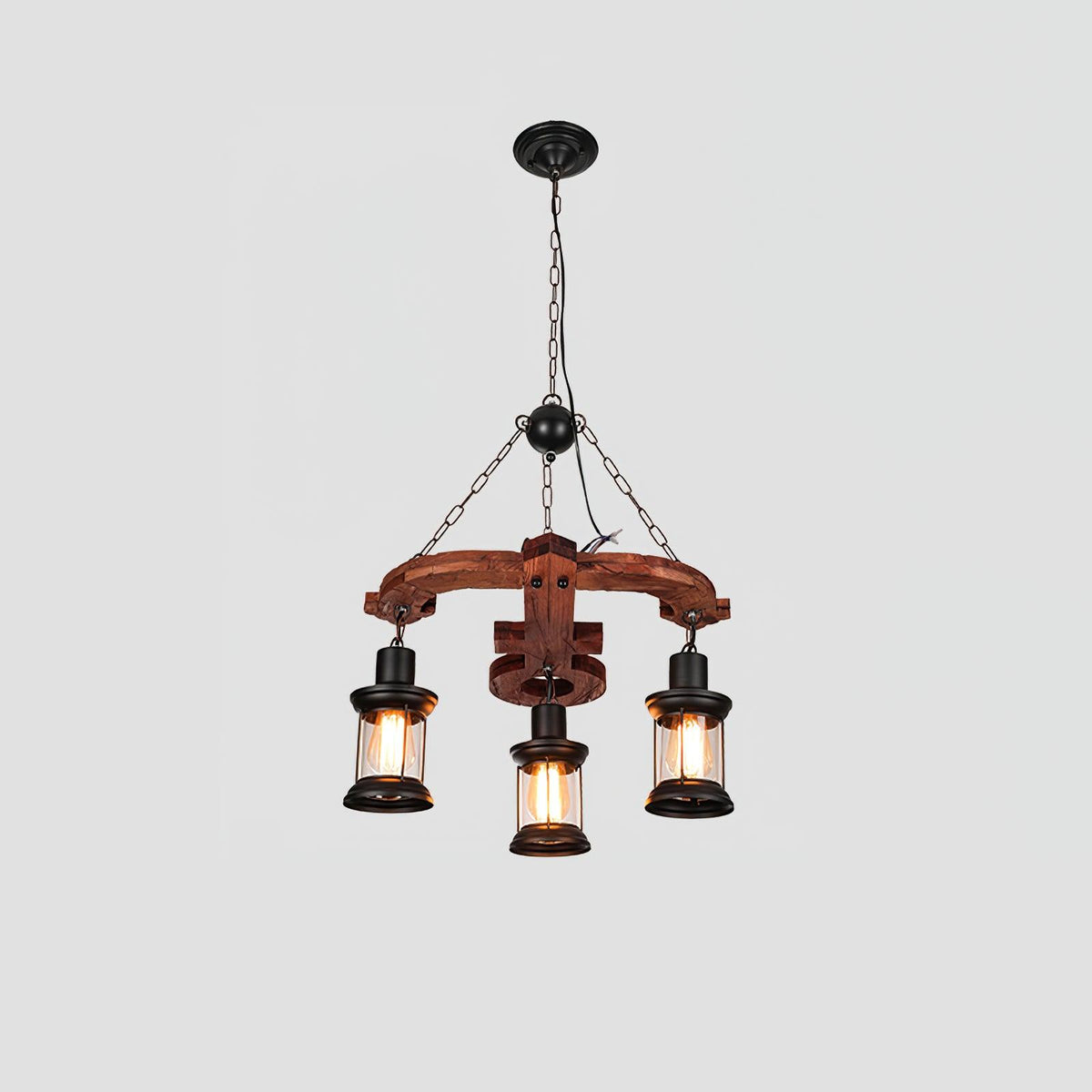 Nautical Industrial Style Wooden Chandelier - view 61