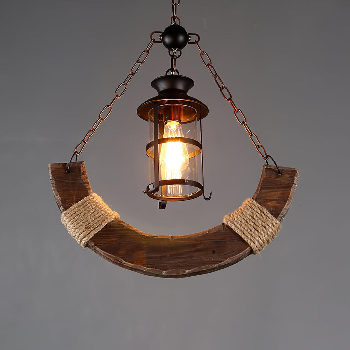 Nautical Industrial Style Wooden Chandelier - view 40